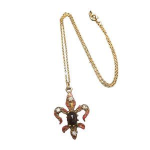 Vintage Enamel Fleur De Lis Necklace (A2002)